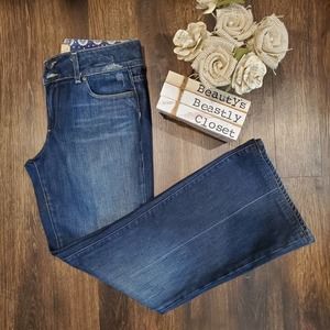 Paige Hidden Hills Dark Blue Wash Boot Cut Jeans Classic Denim Pant 30